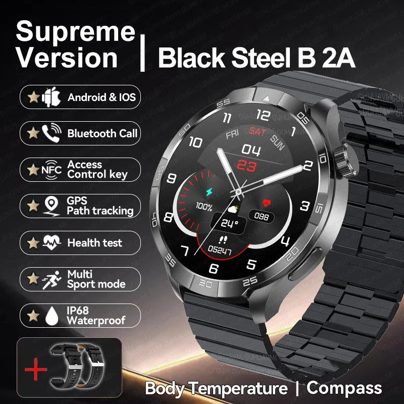2026 New GH Style GPS Sport Compass SmartWatch Men 1.85" AMOLED HD Screen NFC IP68 Waterproof Bluetooth Call Smartbracelet Woman