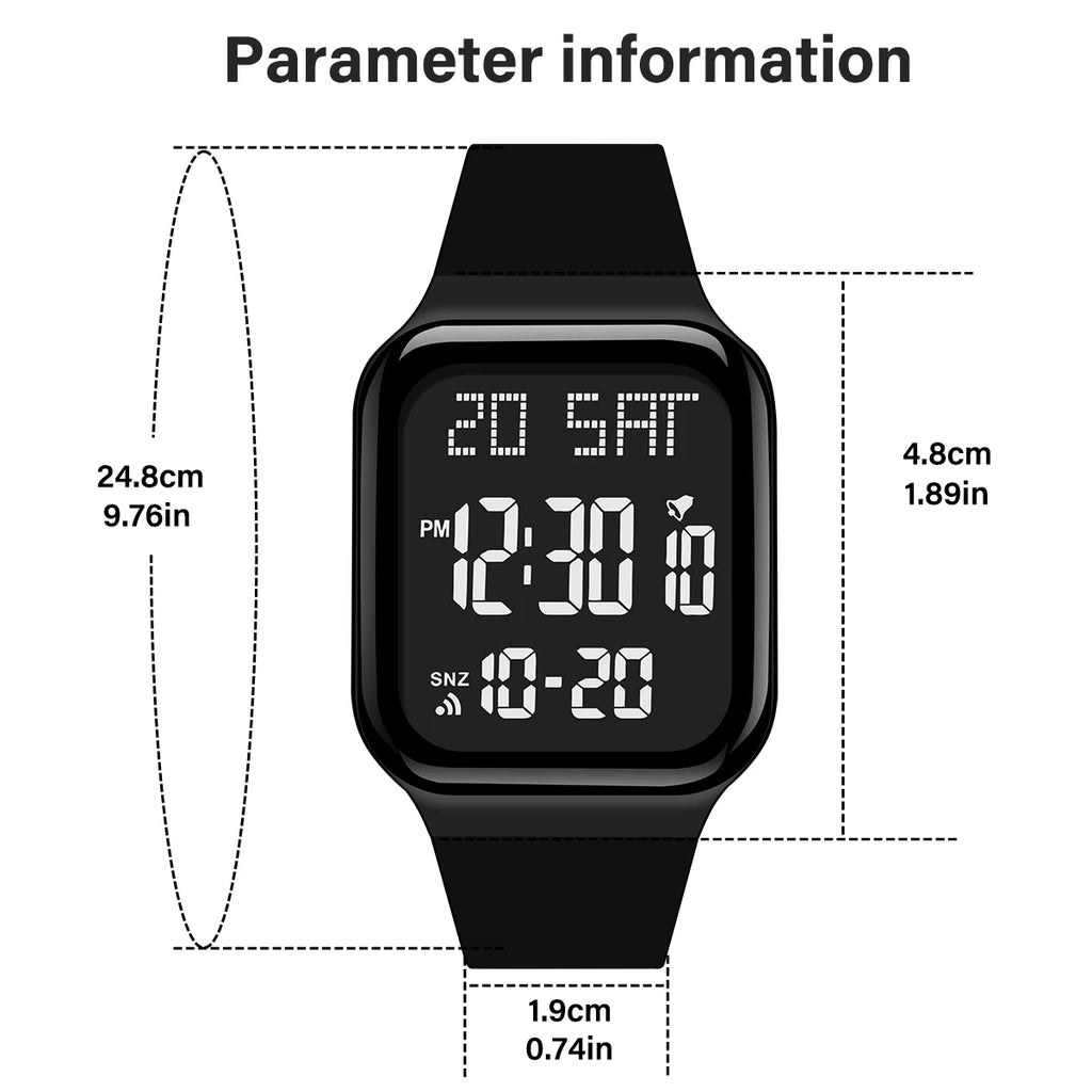High School Student Men's Sports Watch Multifunctional Waterproof Alarm Watch LED Digital Electronic Watch Couple Watch