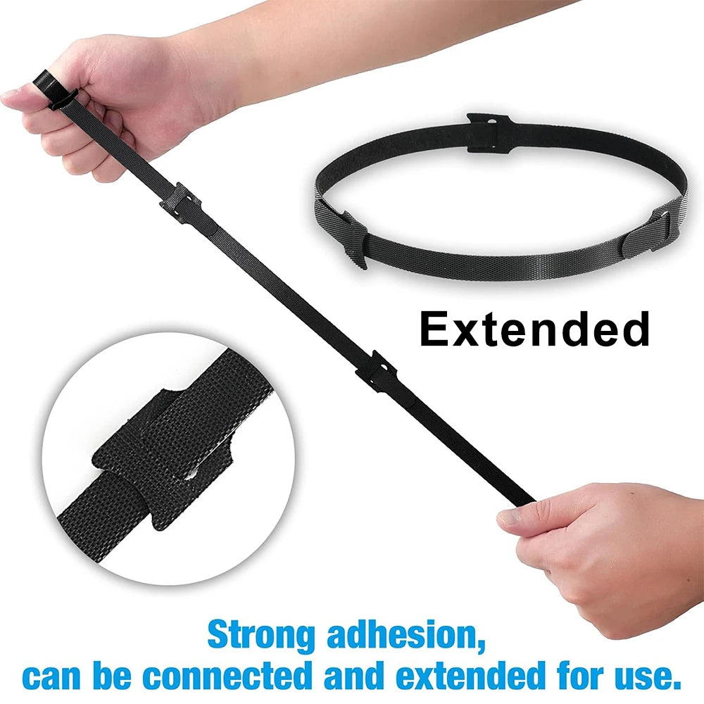 Black Releasable Cable Ties Nylon Loop Hoop Fastener Tape Cord Straps Wire Organizer Multi-Purpose Bundling Wrap Tie