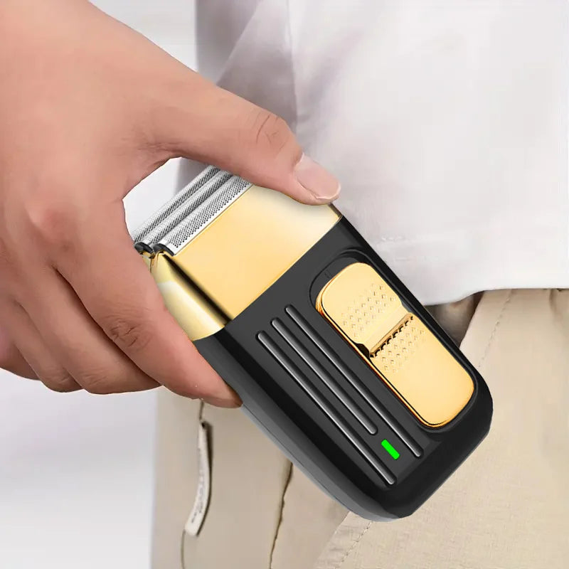 USB Men's Electric Shaver - Rechargeable, Stainless Steel Blade, Portable and Powerful Reciprocating Head Set