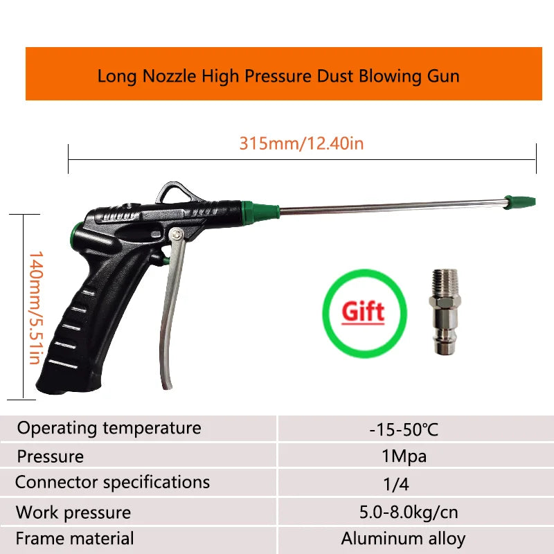 LiTuiLi Pneumatic Blow Gun Aluminum Alloy Compressor Pistol Duster Portable Cleaner High Pressure Dust Blower Nozzle Cleaning