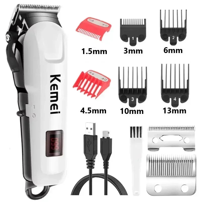Kemei Hair Clipper for Men KM-809A Hair Cut Maching Wireless Trimmer Professional Clipper Machine Rechargeable Hair Cut Barber