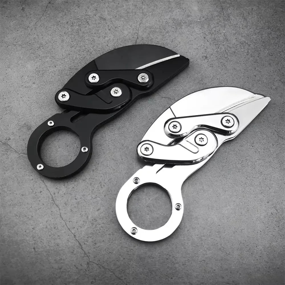 All-steel Folding Knife Multifunctional Outdoor EDC Gift for Men Black Silver Tools