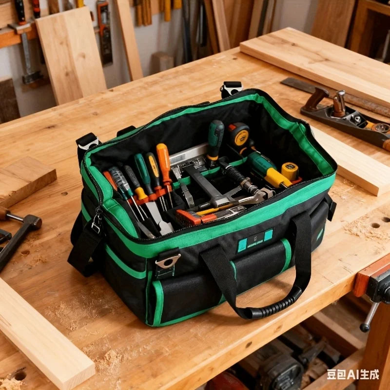 Heavy Duty Tool Bag, Wide Mouth Small Tool Bags, Soft Handle Toolbox Organizer Storage, Large Zipper Electrician Tool Bag