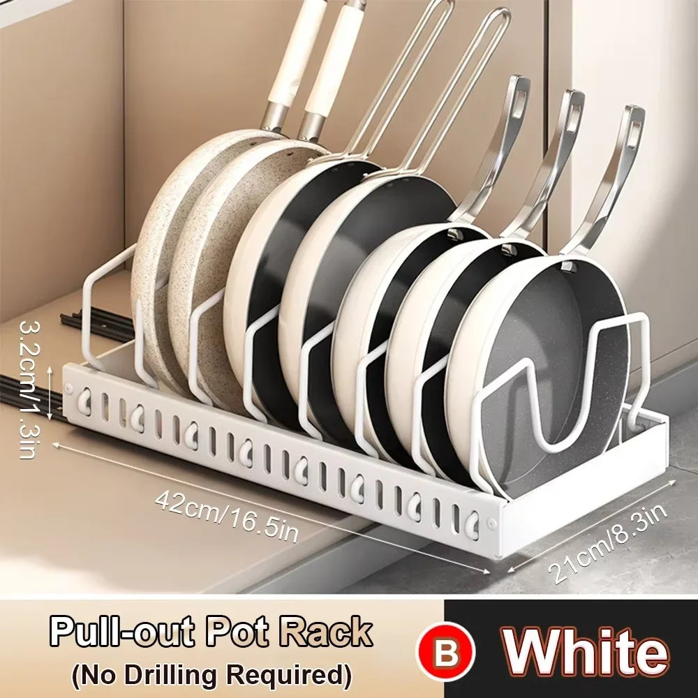 Kitchen Multifunctional Organizer Pull Out for Pots/Pans Sliding Lid Holder Spice Rack & Dish Drying Racks Drawer Organizer