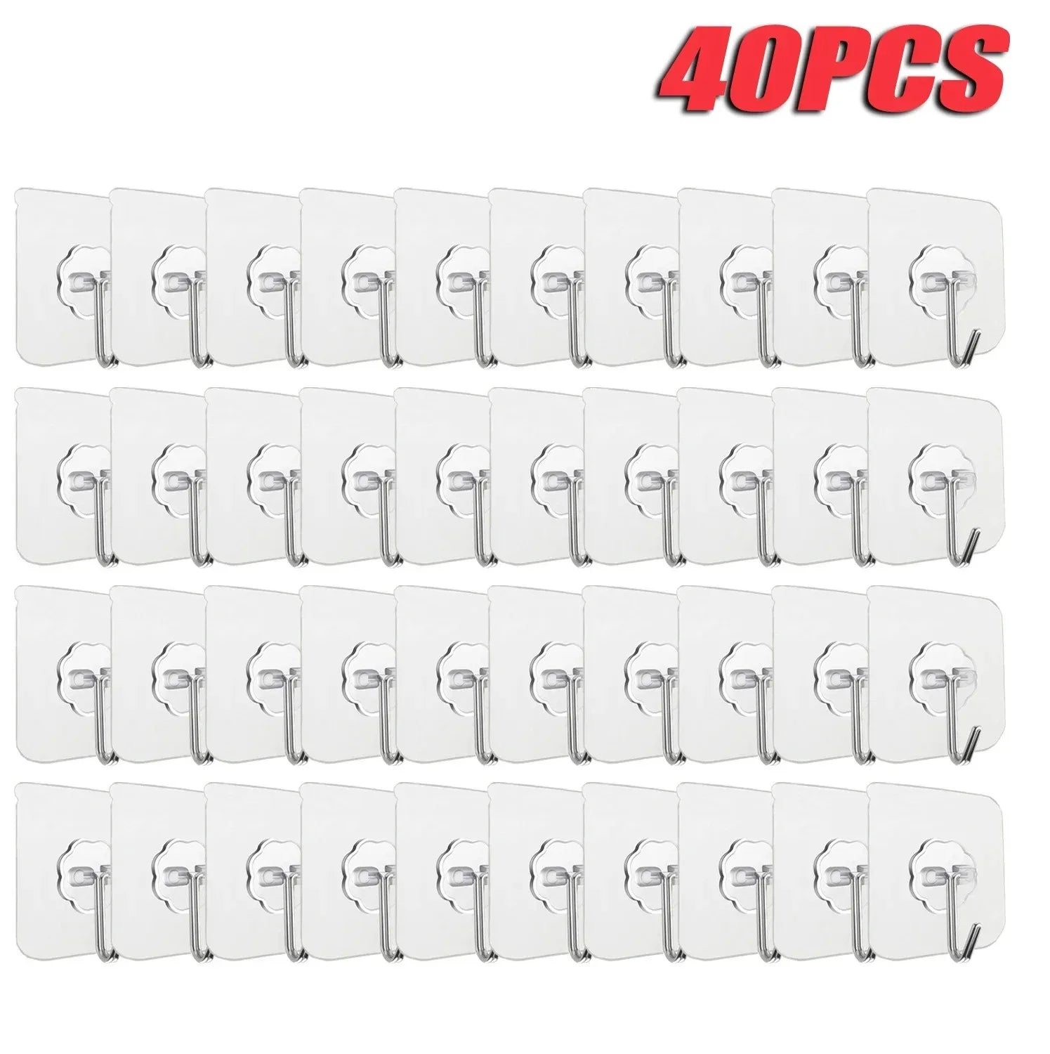 5/10/20/40pcs Transparent Seamless Hook, Strong Adhesive Hook, Bathroom Living Room Wall Hanging Door, Self-Adhesive Hook