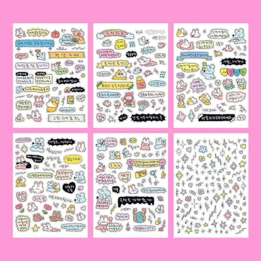 1/6 Pcs Graffiti Little Mouse 6 Educated Social Perso Korean Instagram Cartoon Handbag Stickers Guben Material