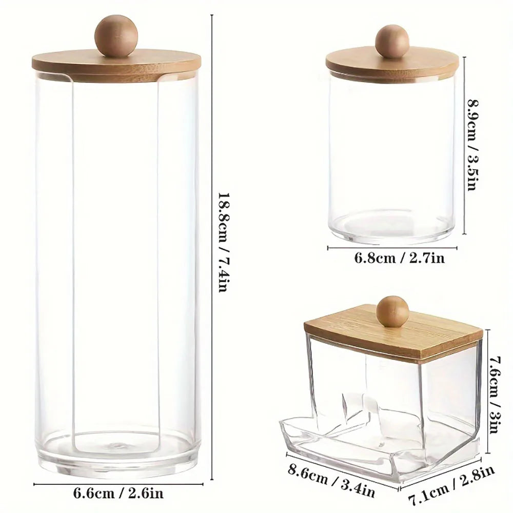 3Pack Cotton Swab Racks, Bathroom Dispenser, Cotton Ball Storage Box, Cotton Swabs, Cotton Round Pads and Floss Picks
