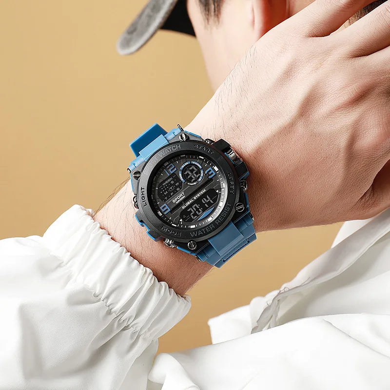 New men's multifunctional electronic watch sports waterproof night light large dial fashion electronic watch