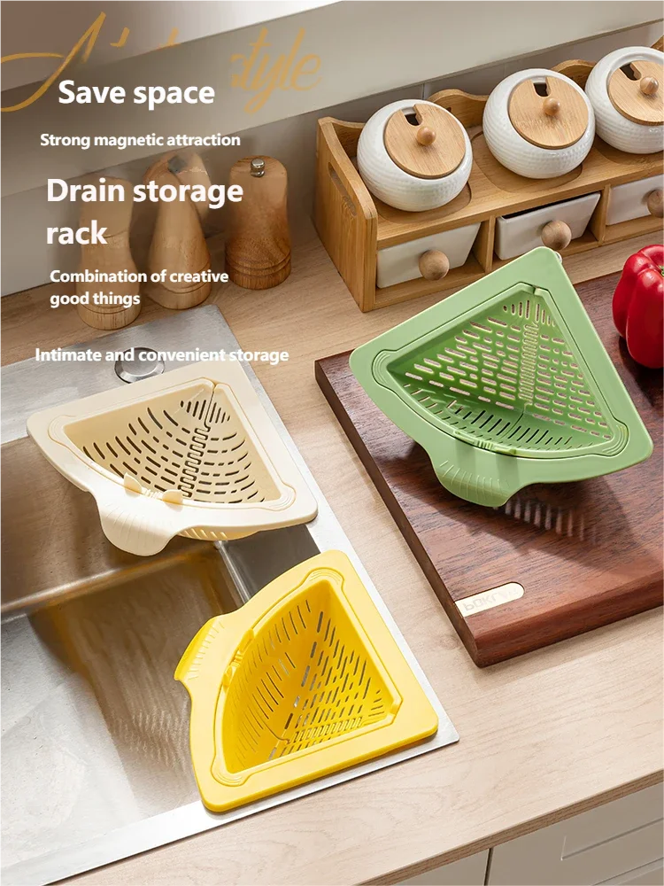 Storage Container Capacity Suction Cup Kitchen Sink Strainer Basket with Simple Installation Corner Sink Trash for Kitchen
