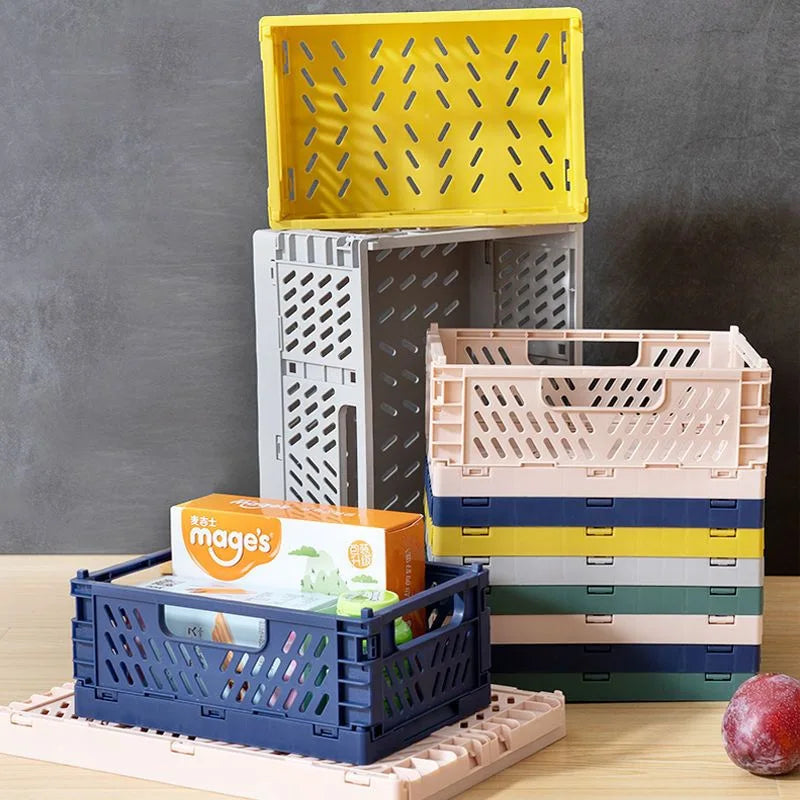 New Arrival Foldable plastic storage basket, desktop stackable storage basket, snack storage box, living room storage box