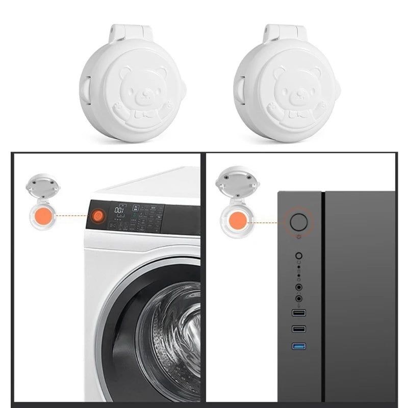 Lovely Bear Child Safety Locks Washing Machine Button Covers Baby Proofing Safety Locks for Latch for Toilet Trash Cans