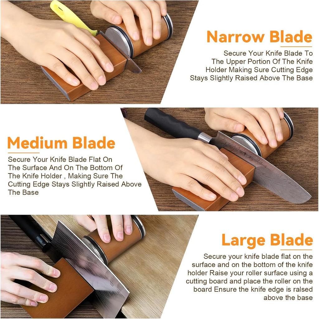 Rolling Knife Sharpener Magnetic Knife Holder Diamond Sharpening Stone Kit with 15 and 20 Degrees Angle Roller Kitchen Accessory