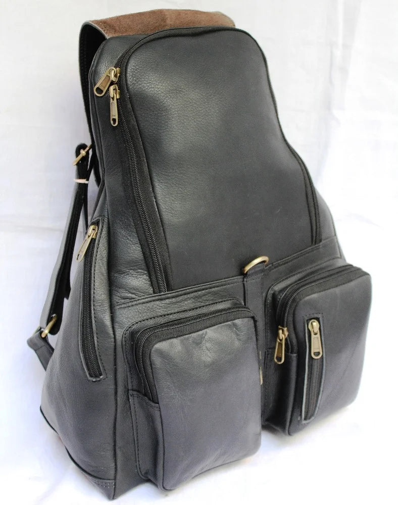Factory Wholesale Custom Logo 100% Genuine Leather Daily Uses Outdoor Backpack Vintage Black Color 100% Genuine Leather Backpack