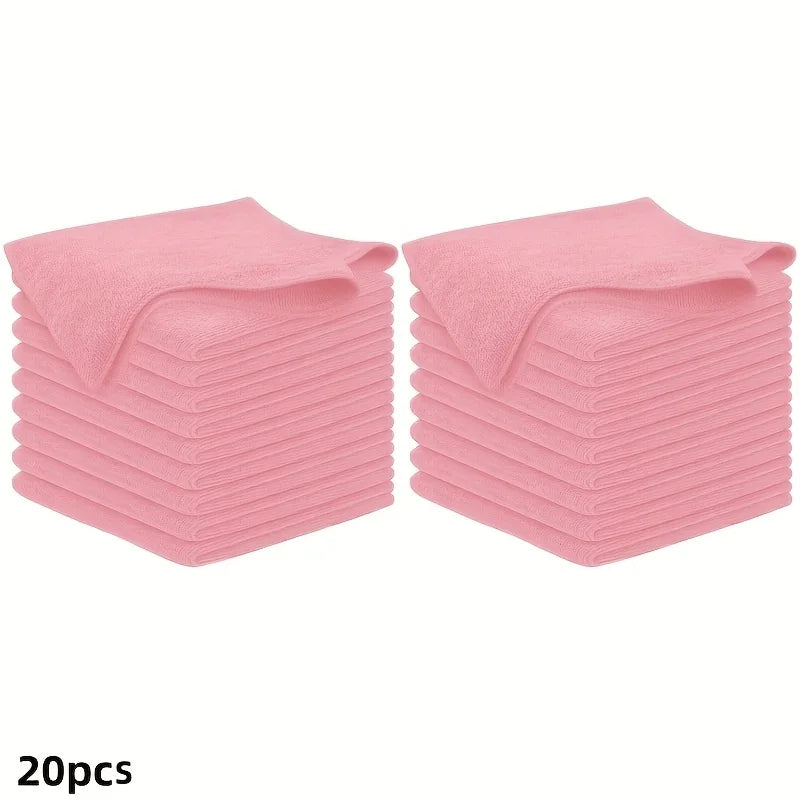 5-50Pcs Light Pink Microfiber Kitchen Towels Super Absorbent Soft Durable Cleaning Cloths Glass Countertops Pans Bowls Faucets