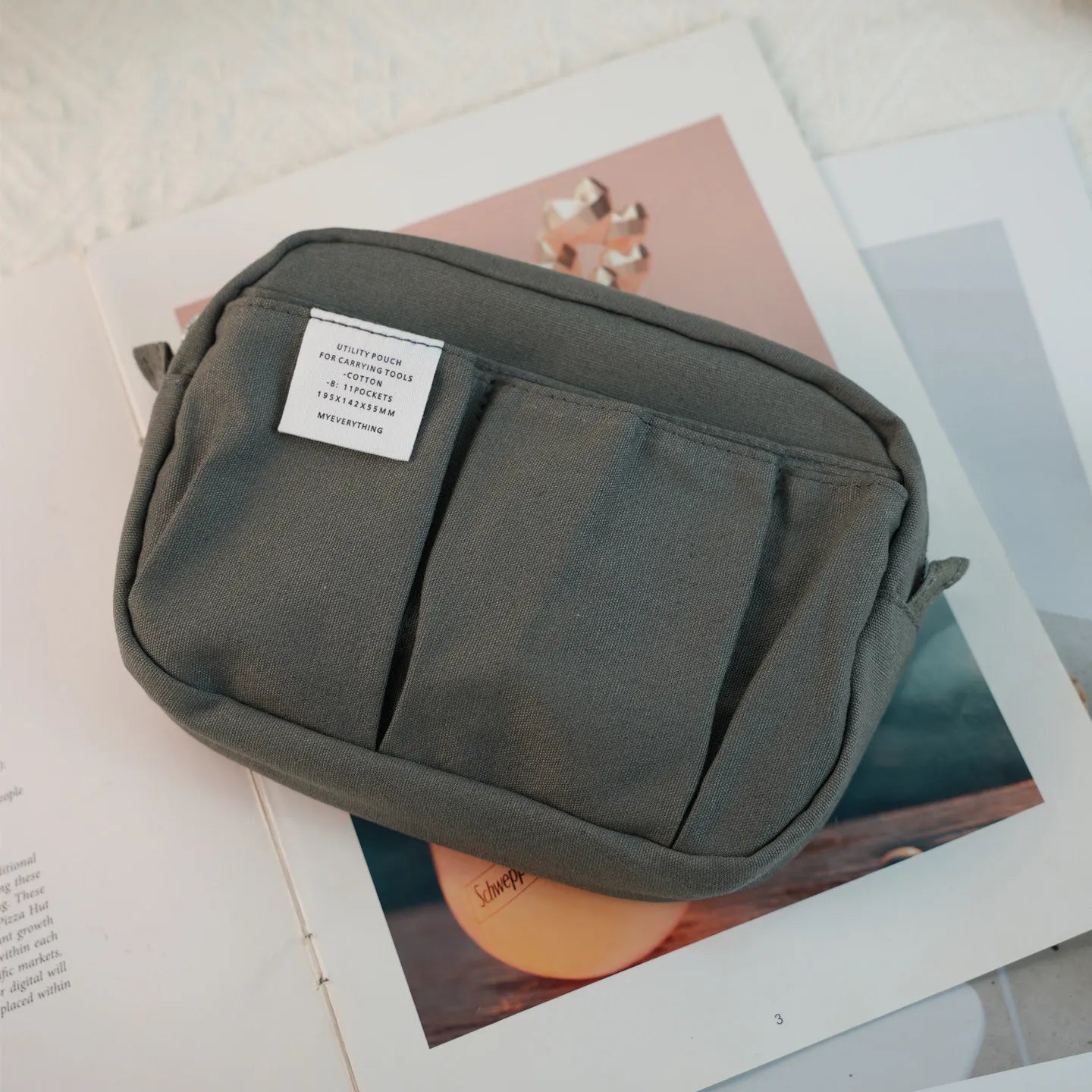 New In Stock Canvas Pencil Pouch Large Capacity Solid Color Japanese Style Portable Multifunctional Journal Storage Bag For Use