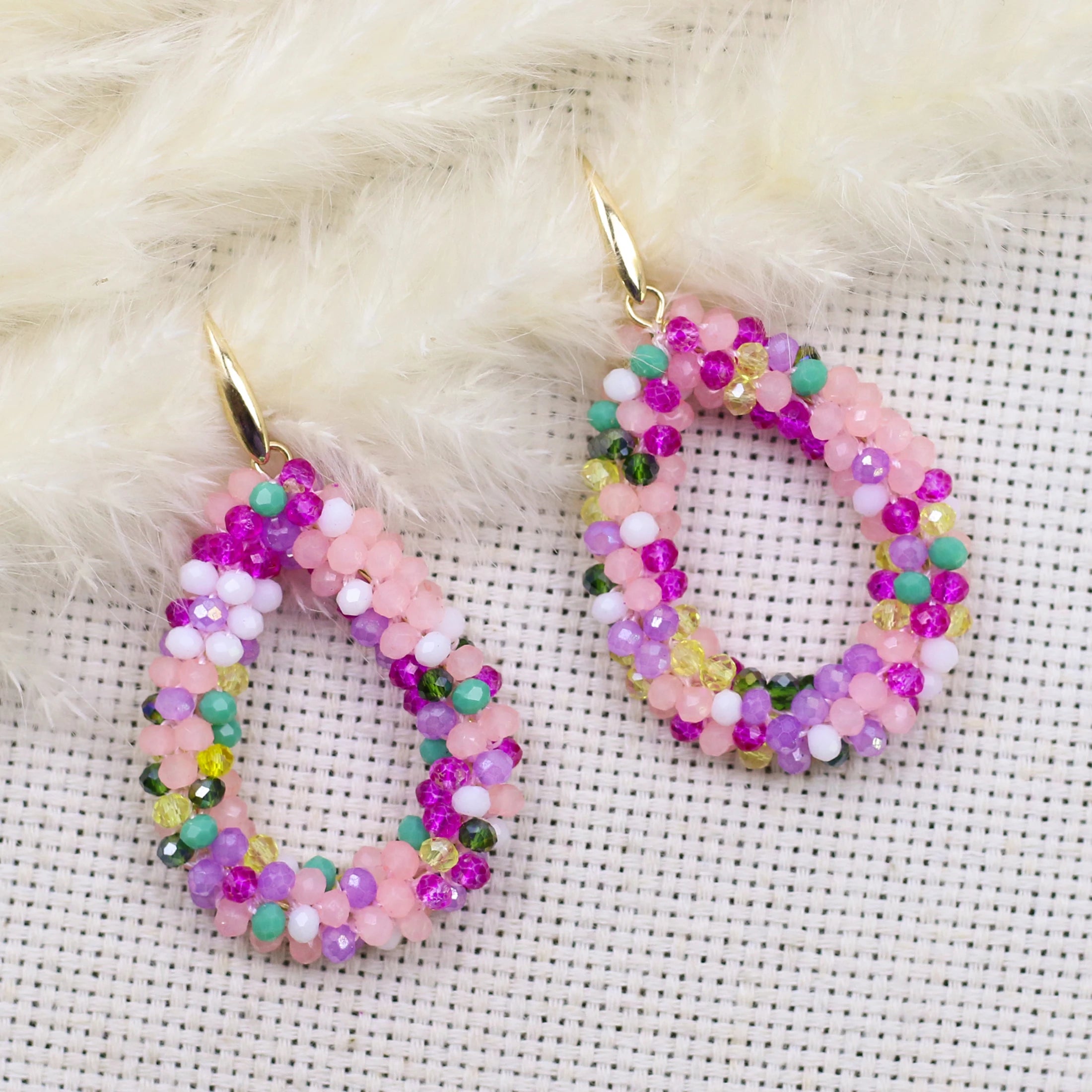 INKDEW Mixed Color Big Drop Earrings Colorful Bead Handmade Threading Crystal Earrings for Women Gift Water Drop Jewelry EA004