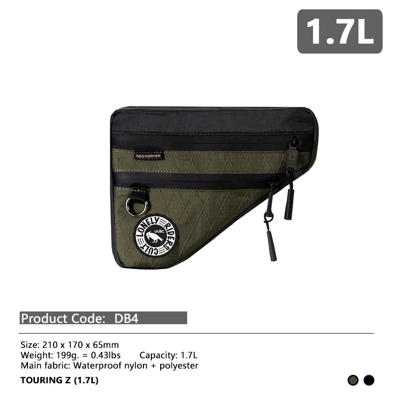 (ULAC)Bike Down Tube Bag Durable Frame Pouch for Tools Phone Fits MTB & Road Bikes Waterproof frame Lower tube  package TOURING