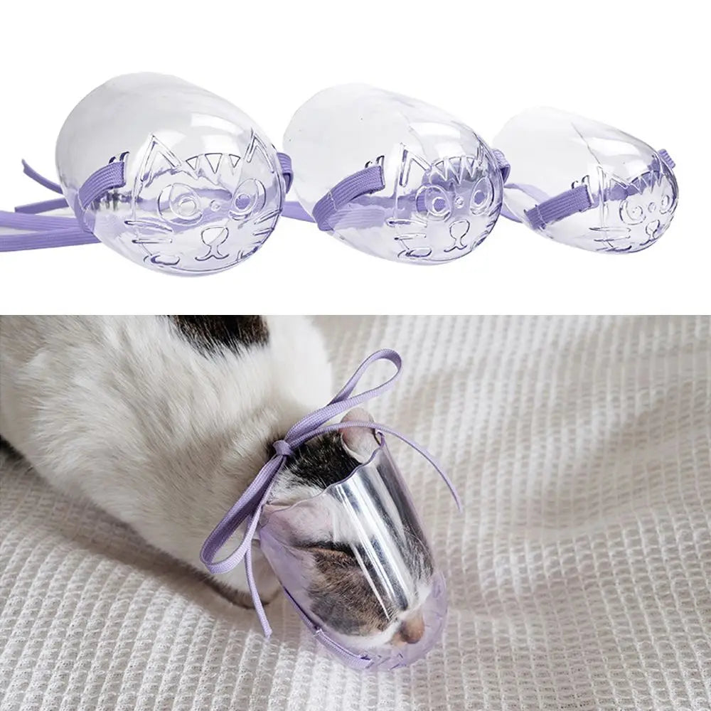 Breathable Kitten Cat Recovery Hollow-Carved Design Pet Mouth Cover Cat Mask Transparent Anti-Bite Cat Muzzle