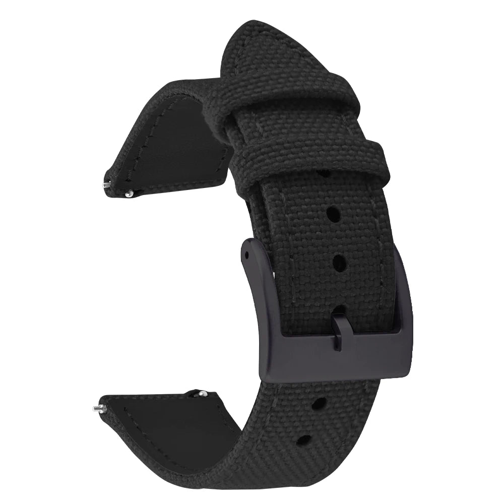 18mm 20mm 22mm Nylon Watch Strap Two-Sided Leather and Sailcloth Watch bands Quick Release Wristbands Sport Belt for Men Women