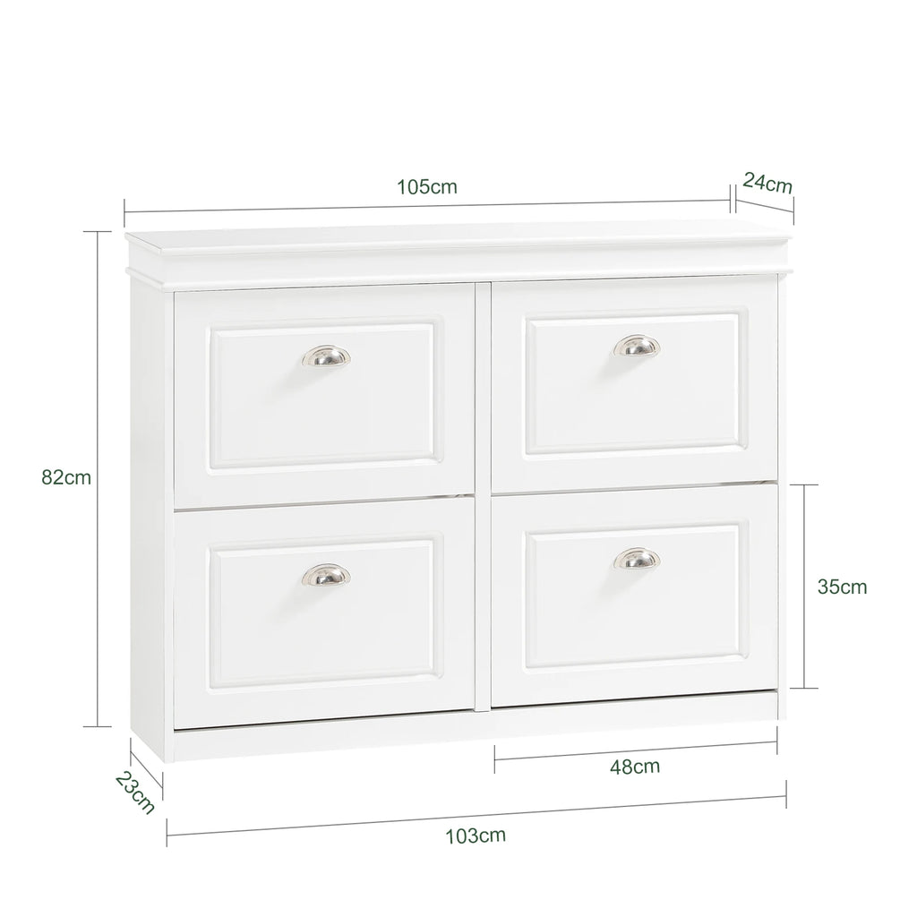 SoBuy FSR79 shoe rack with 4 flaps, narrow shoe tipper with 8 shelves, adjustable shoe rack for hallway, 105x82x24