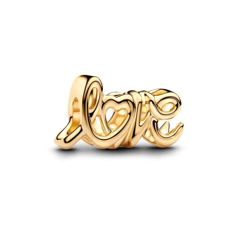 Gold Plated CZ Charms Fit Original Bracelet 925 Sterling Silver Core Heart Star Flower Dangle Beads Luxury DIY Jewelry Gift