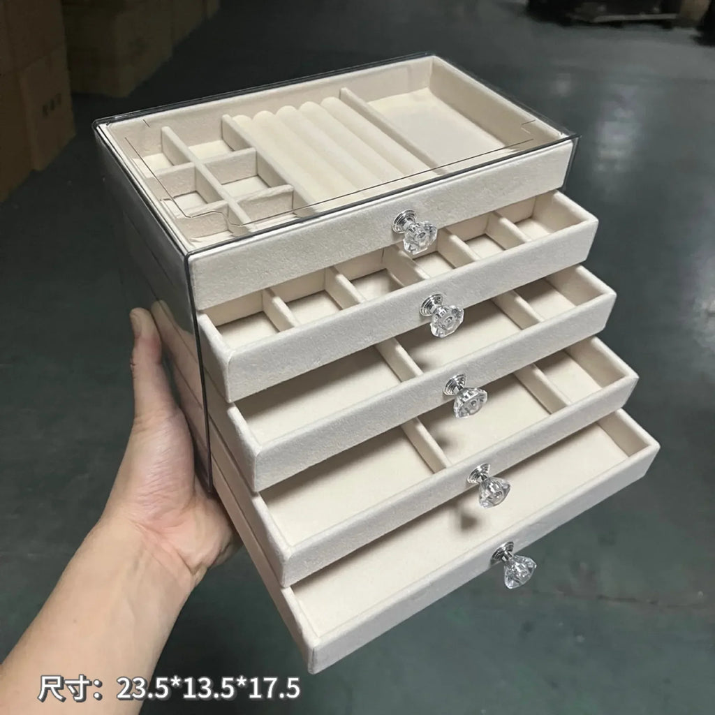 Newly Upgraded 7-Tier Dust-Proof Acrylic Jewelry Storage Box Modern Rectangular Desktop Display & Storage Jewelry Box Amagi