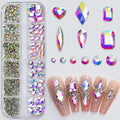 12Grids 3D Pink Nail Art Rhinestones Flatback Glass Gems Stones Nail Art Decorations Luxurious Diamond DIY Manicure Accessories