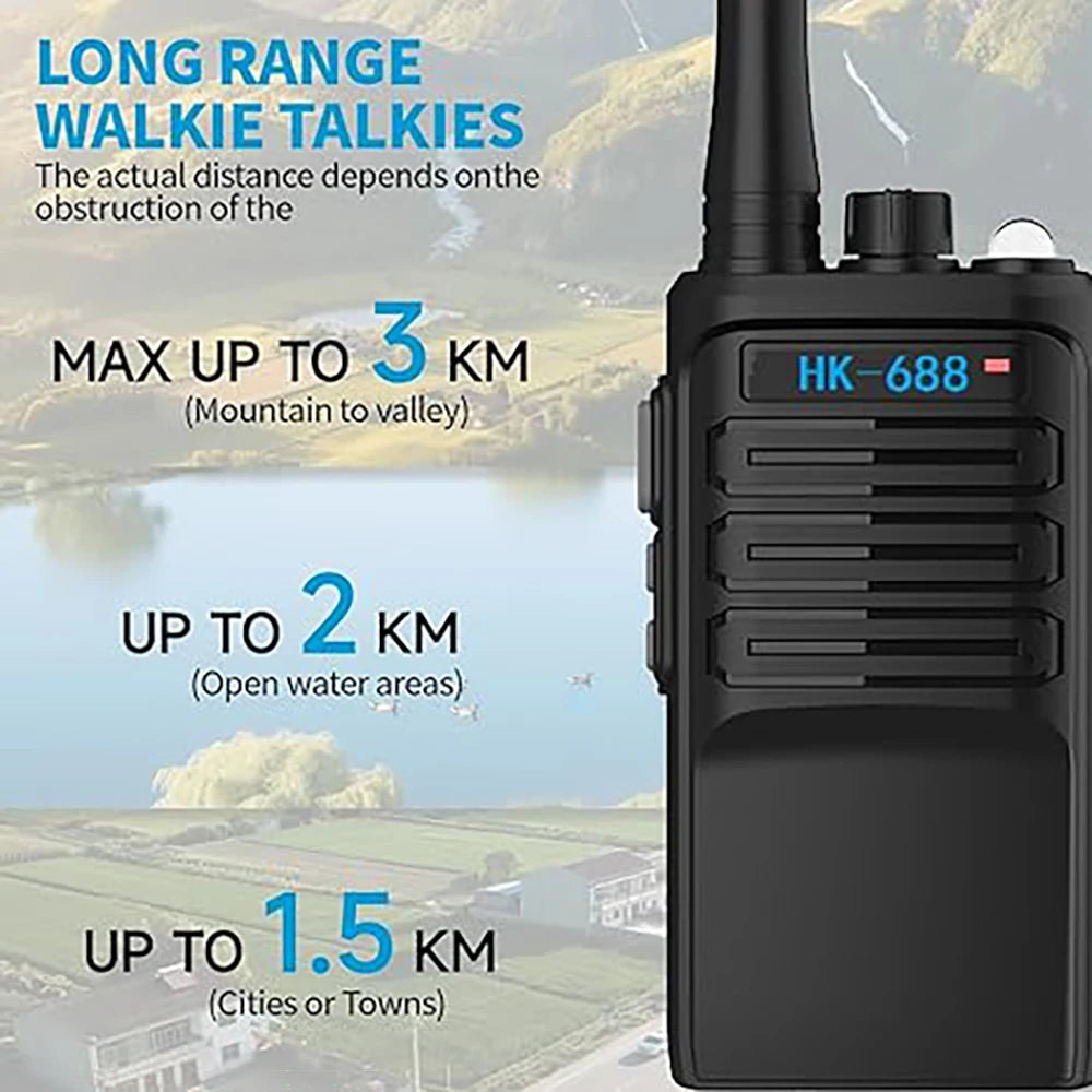 2 Pack Kids Two-Way Walkie Talkies, 3KM Long Range, 1200mAh Rechargeable Battery, 16 Channels Easy Operation, Outdoor Camping To