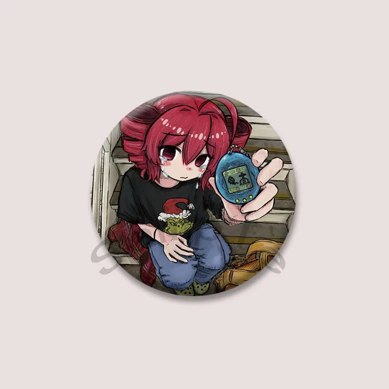 Kasane Teto Badge, Cute UTAU Anime Round Button Pin, Vocaloid Cosplay Brooch for Backpack Clothes, Collectible Gift for Fans