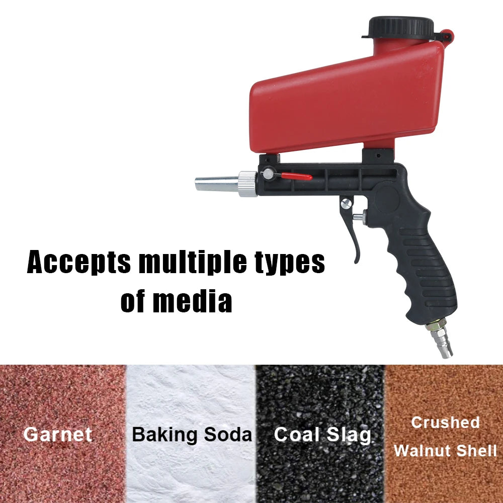 90psi Portable Gravity Sand Blaster Small Sand Blasting Machine Handheld Pneumatic Blasting Gun Set Sandblasting Gun Adjustable