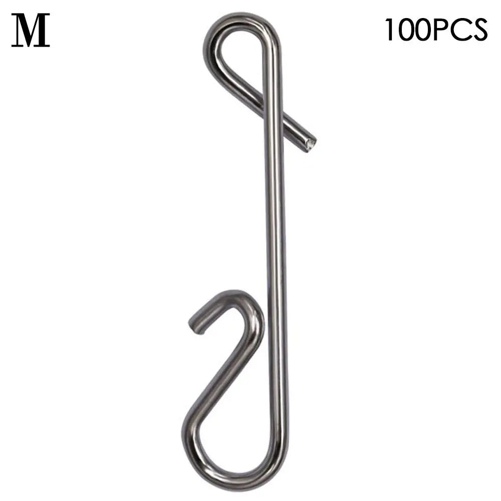 100 Pcs Stainless Steel Fishing Hanging Snap Swivel Lure Connectors Nice Snaps Barrel Swivel Rolling Snap Carp Fishing Tackle