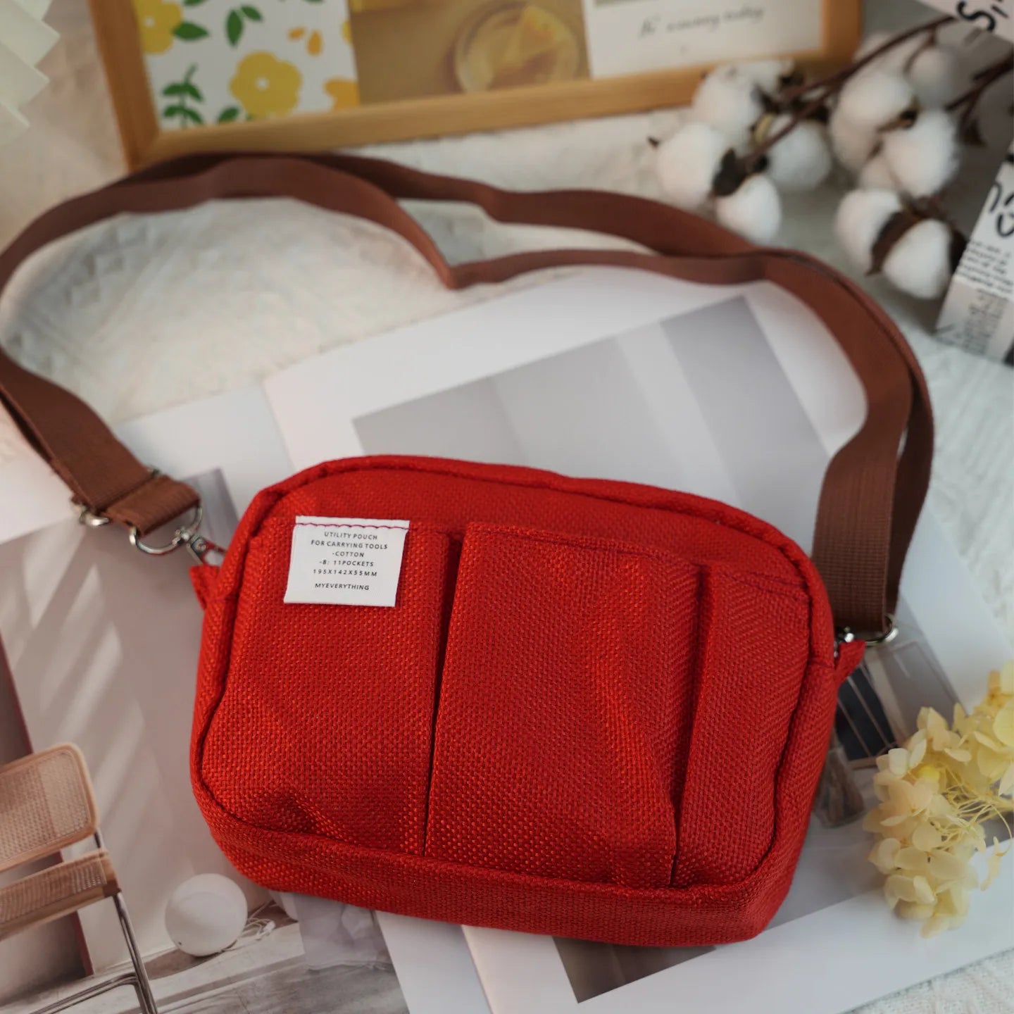 New In Stock Canvas Pencil Pouch Large Capacity Solid Color Japanese Style Portable Multifunctional Journal Storage Bag For Use