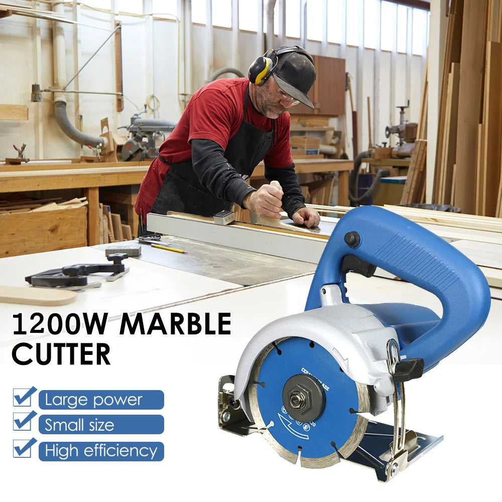 1200W Marble Tile Cutting Machine Cutter Ceramic Tile Saw Power Tile Masonry Saw 0-45 Degree Bevel Cutting 0-32 Depth Adjusting