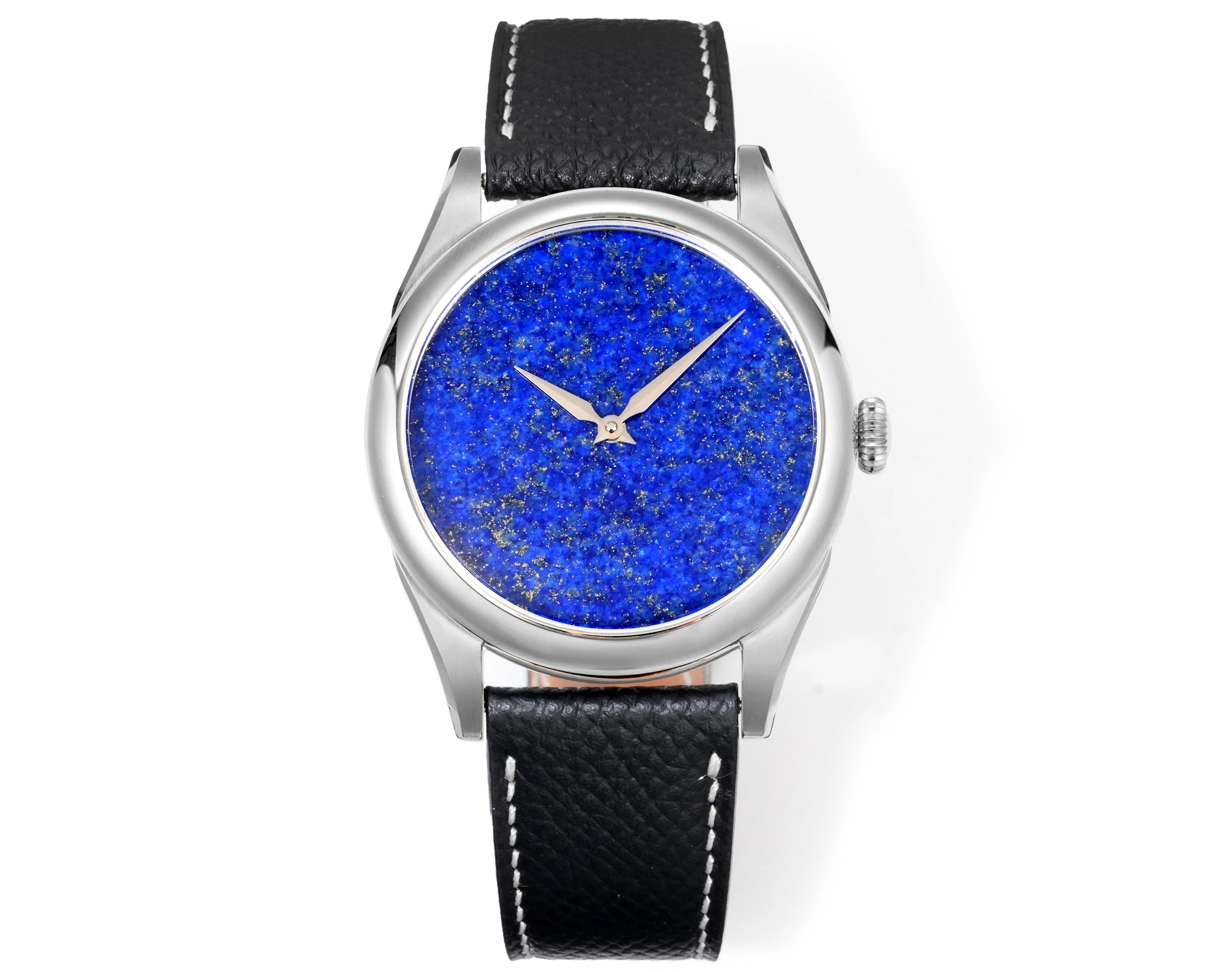 HUASUO New 38mm Business Men Watch Tiger Eye Stone Dial PT5000 Automatic Mechanical Gemstone Wristwatch Sapphire Waterproof 50M