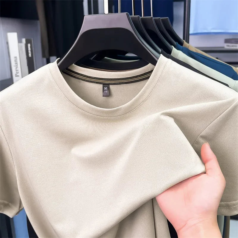 2025 New Men's Korean Casual Short Sleeved Round Neck T-shirt Summer Fashionable and Comfortable Versatile Top