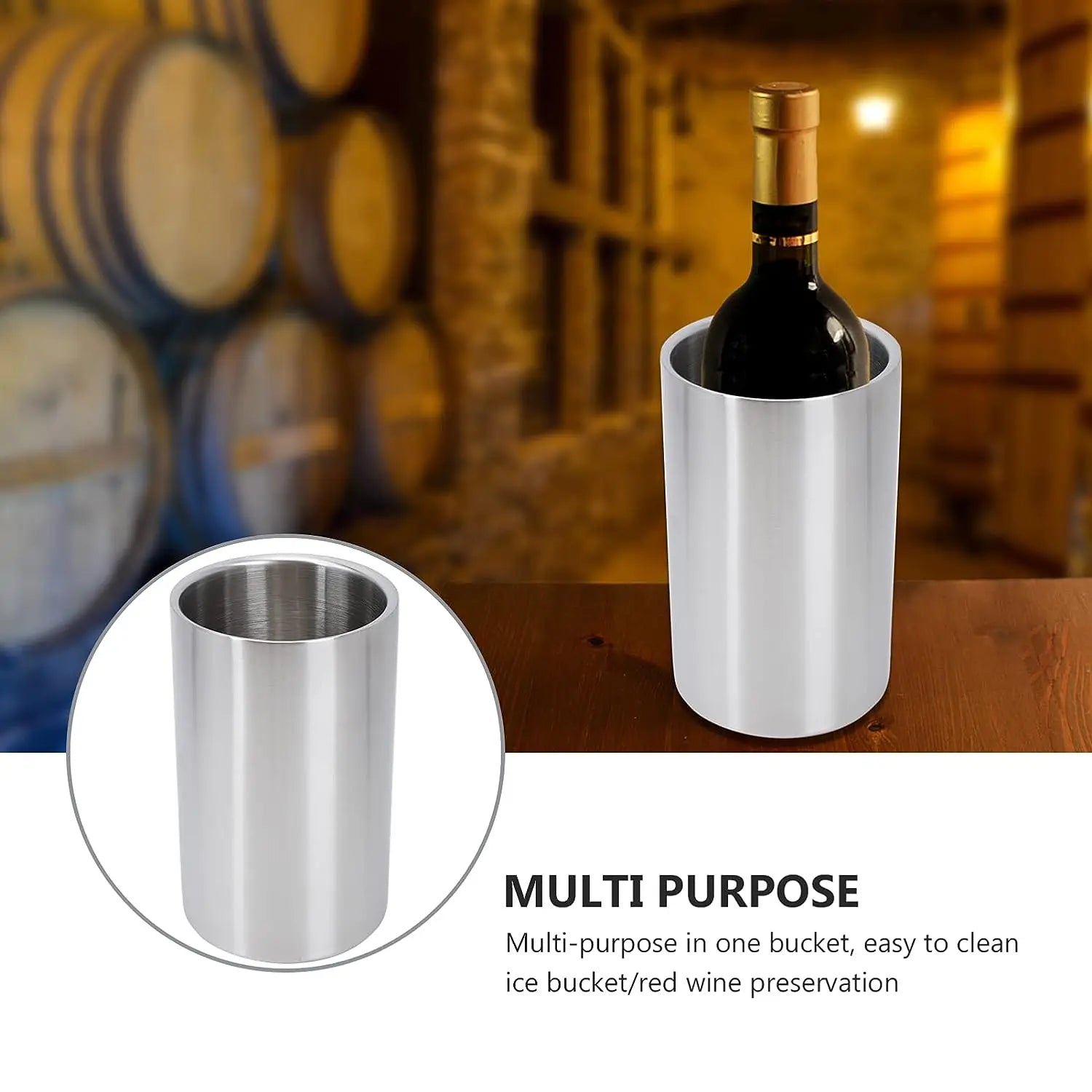 High Quality Classic Double Wall Insulated Stainless Steel Wine Beer Cooler Customizable Logos Beverage Tubs Ice Bucket Bulk