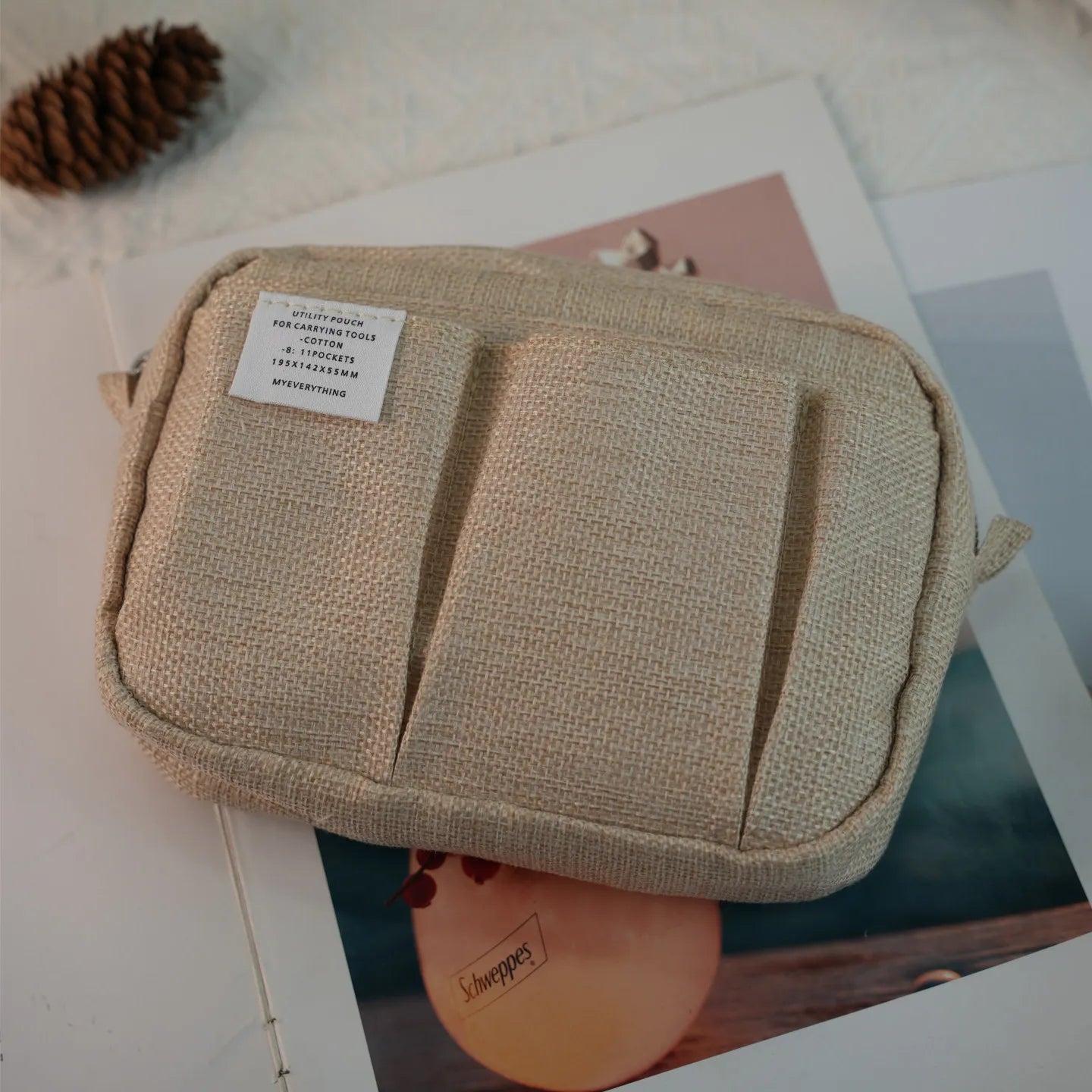 New In Stock Canvas Pencil Pouch Large Capacity Solid Color Japanese Style Portable Multifunctional Journal Storage Bag For Use