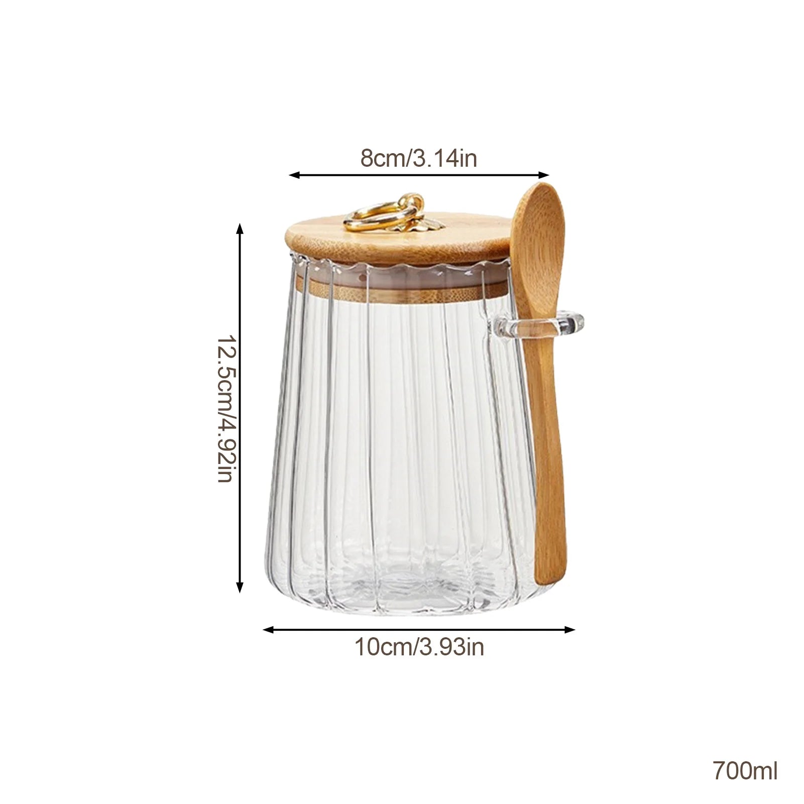 sealed glass jar with spoon and lid Clear Spice jar Small food storage container Sugar jar Tea jar Kitchen coffee jar