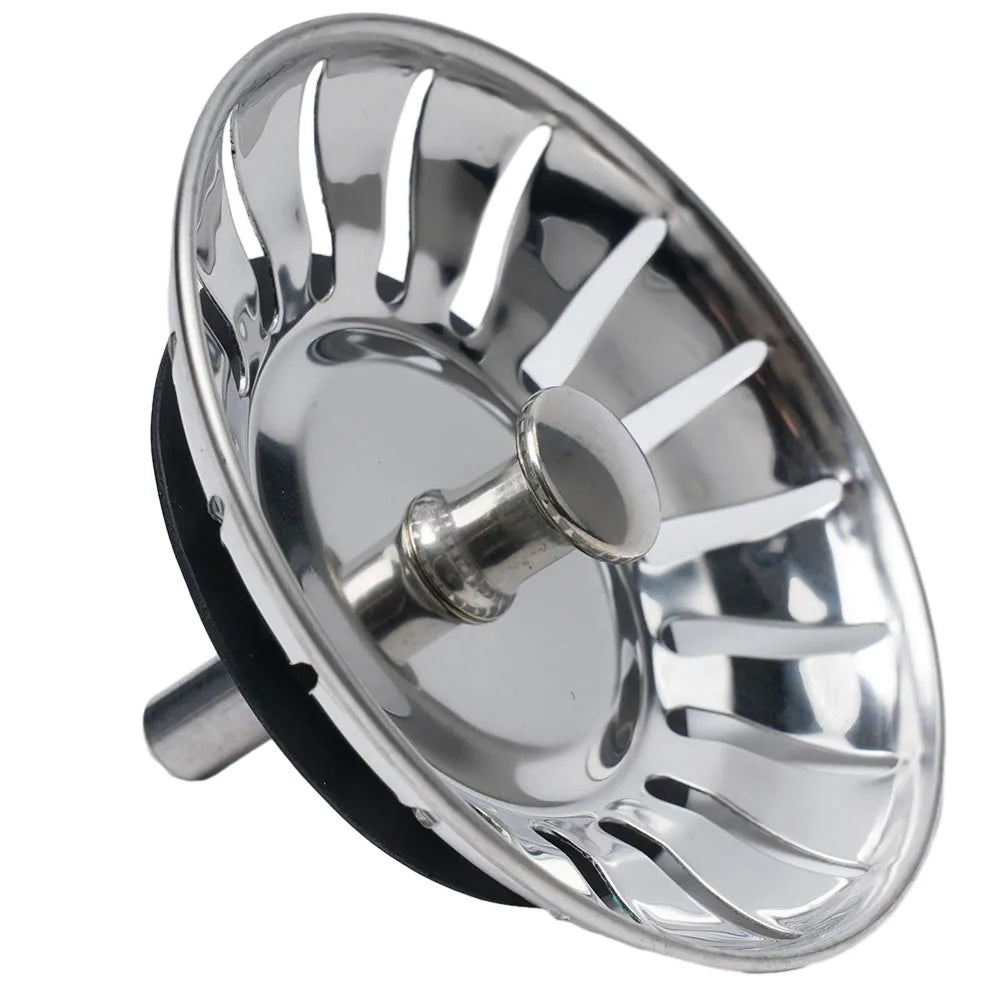 1pc Strainer Premium Stainless Steel Replacement Kitchen Sink Strainer Waste Drain Plug 80mm Drainer Strainer Leach Basket Waste