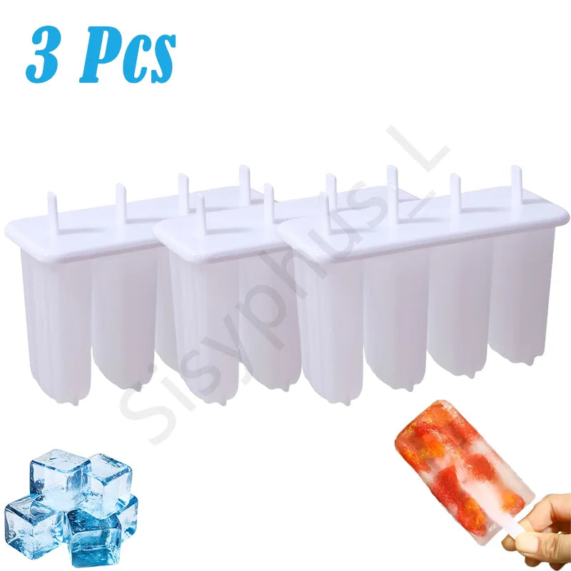 1-20Pcs 4 Gird DIY Ice Cream Molds Reusable Children's Creative Popsicle Mold Kitchen Tools