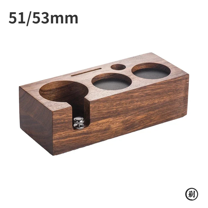 Coffee Tamper Station Stand Wooden Non-slip Espresso Holder Coffee brush Filter Storage Stand Barista Accessories