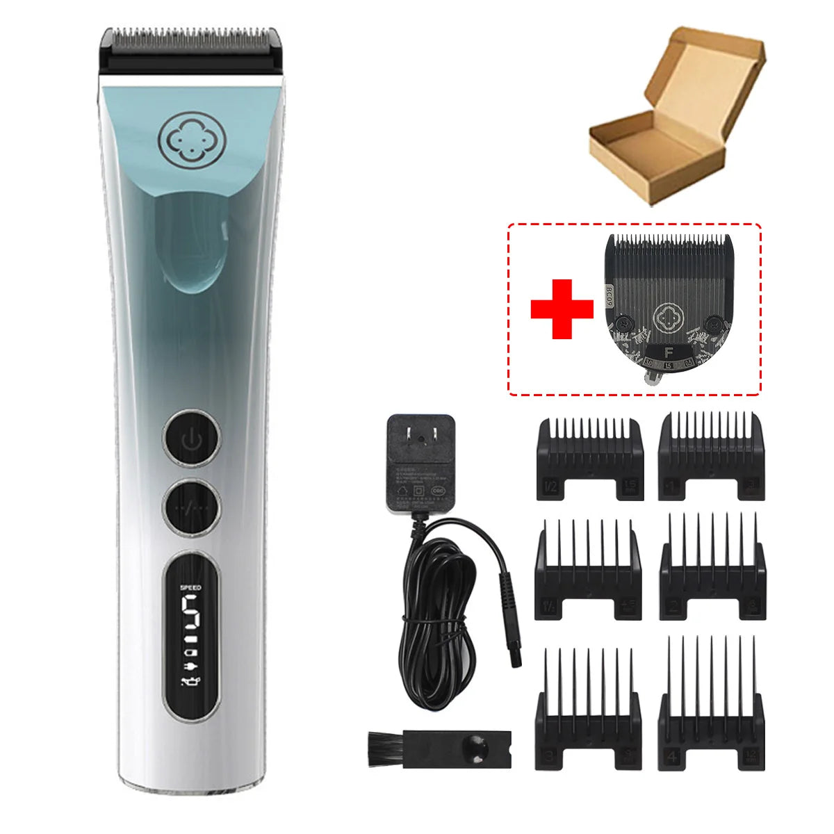 Madeshow 982F 986F Men Hair Clipper LED Display Low Noise Cordless Ceramic Blade Professional Hair Cutting Machine Hair Trimmer