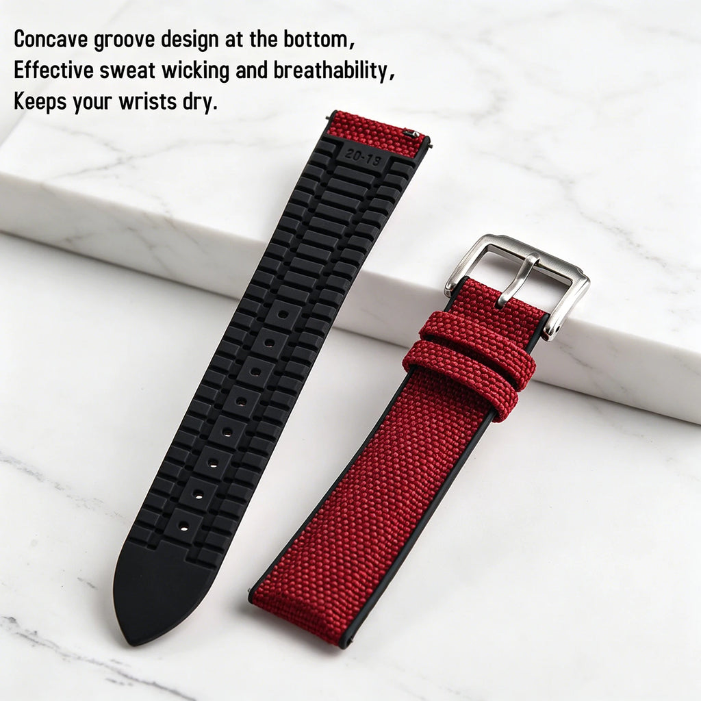 18/19/20/21/22mm For Cordura Sailcloth Nylon Strap Silicone Rubber Quick Release Band for Seiko Omega Cartier Smartwatch Belt