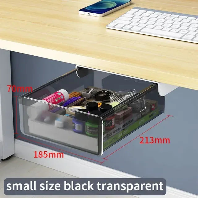 Hidden Under Desk Drawer Storage Office Organizer Desk Self Adhesive Drawers Plastic Undertable Accessories Storage Box Drawe