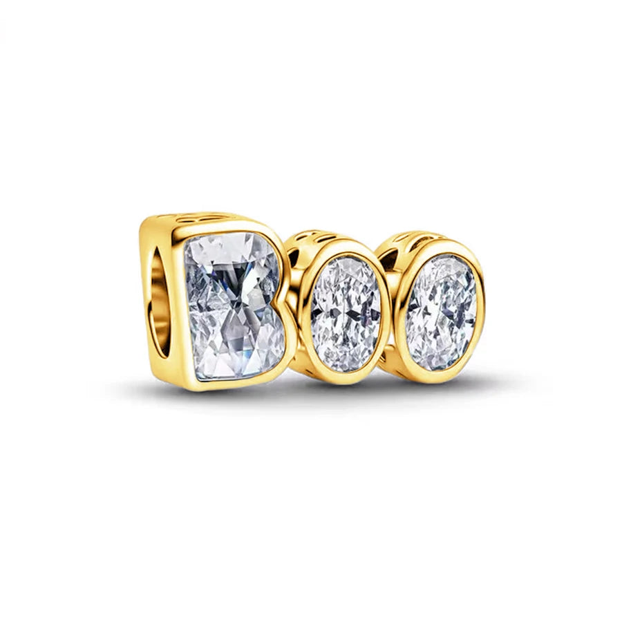 Gold Plated CZ Charms Fit Original Bracelet 925 Sterling Silver Core Heart Star Flower Dangle Beads Luxury DIY Jewelry Gift