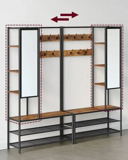 VASAGLE coat rack wardrobe, with shoe bench, 35x98x182 cm