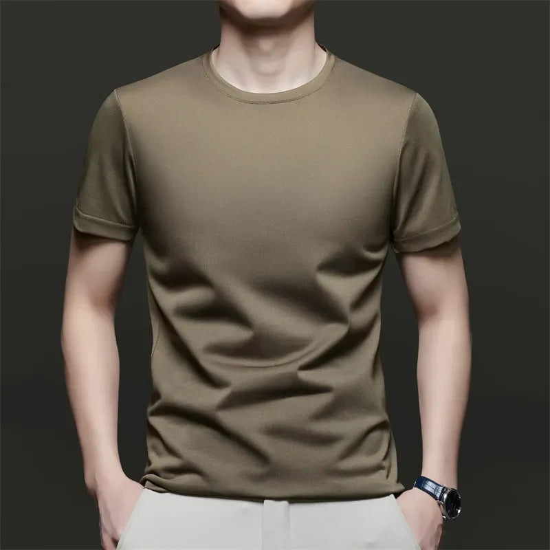 2025 New Men's Korean Casual Short Sleeved Round Neck T-shirt Summer Fashionable and Comfortable Versatile Top