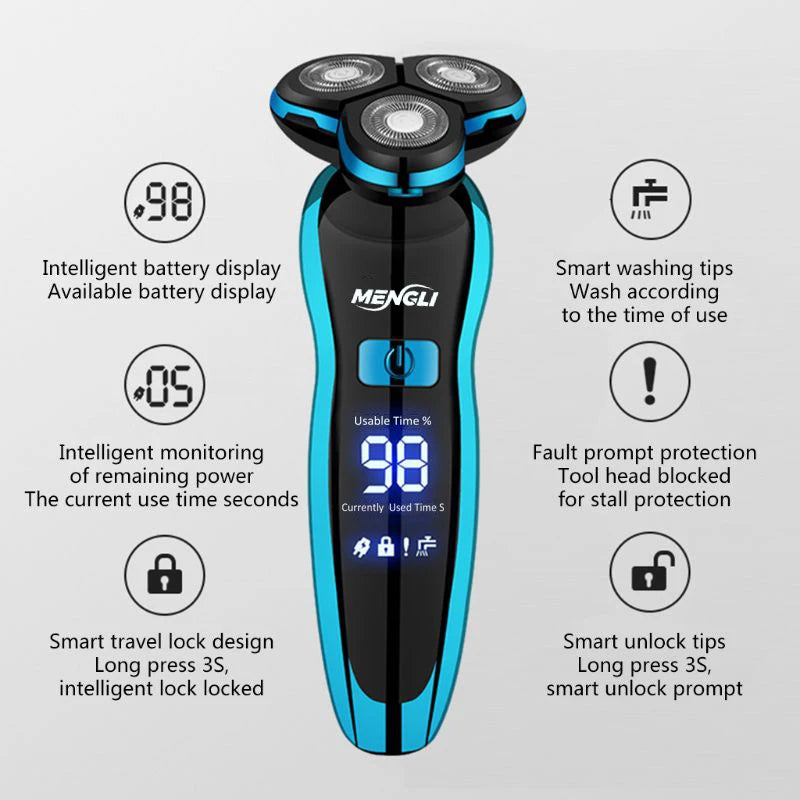 ZOZEN Men Electric Shaver Rechargeable Electric Razor Hair Cutting Shaving Machine Clipper Beard Trimmer Washable Wet-Dry Use