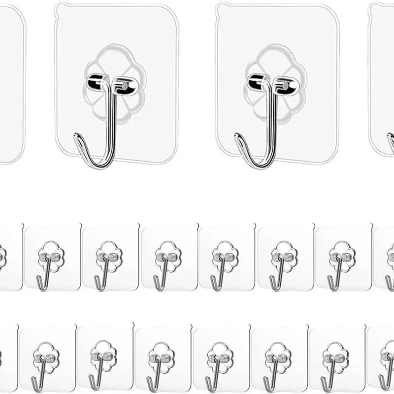 5/10/20/40pcs Transparent Seamless Hook, Strong Adhesive Hook, Bathroom Living Room Wall Hanging Door, Self-Adhesive Hook